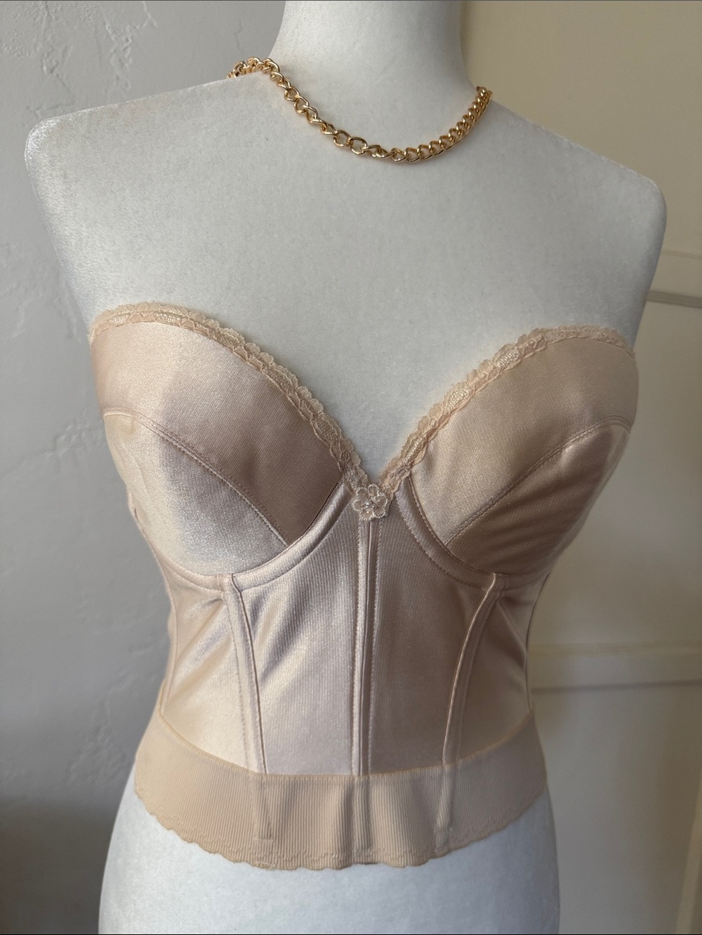 Vintage jcpenney Adonna 36C Nude Strapless Longline Bustier